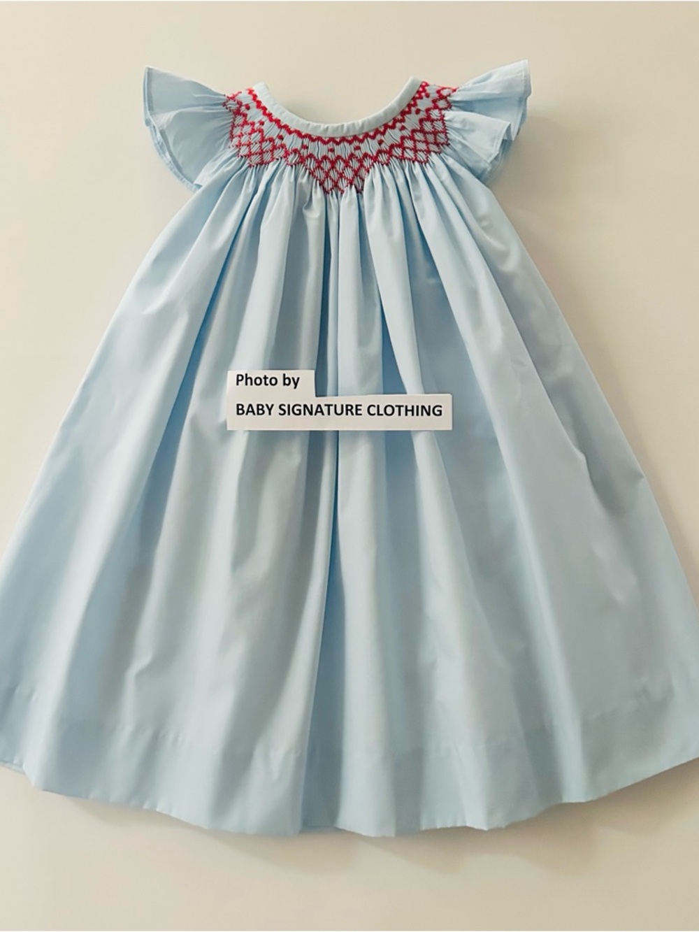 The Beaufort Bonnet Company 4T Toddler Girl Light Blue Dress with Red Smocking